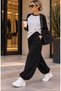 Buketli̇ Women's Raglan Sleeve Sweatshirt and Shalwar Pants Tracksuit Set - 6