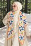 Colorful Leaf Pattern Salmon-Mint Soft Scarf 90X90 cm - 2