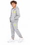 Original Graphic Printed Light Gray Zippered Children's Tracksuit Set Age 8 - 3