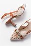 Women's Linen Night Open Back Buckle Heeled Shoes - 4