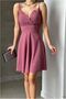 Krep V Mini Fabric Collar Strap Dress - 4