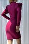 Krep Double Breasted Evening Dress Mini Draped Fabric Collar Dress - 4