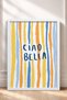 Ciao Bella Written Colorful Lines Framed Painting Italy Poster Living Room Kitchen Wall Decor Itn033 - 3