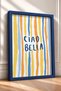 Ciao Bella Written Colorful Lines Framed Painting Italy Poster Living Room Kitchen Wall Decor Itn033 - 2