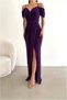 Crepe V Evening Dress Fabric Collar Slit Dress - 5