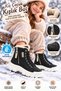 Girls' Adult Fur Lined Inner Lining Waterproof Zippered Serrated Sole Anti-Slip Boots