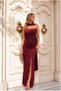 Glittery Strapless Evening Dress with Fabric Slits - 3