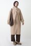 Beige Cashmere Coat with Buttoned Scarf Detail - 7