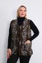 Black Brown Leopard Plus Size Zippered Fleece Vest - 4