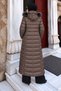 Beli Belted Hooded Long Puffer Coat Tsd260368 Bitter Brown - 6