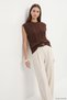 Crew Neck Hair Knit Sweater 2631 Brown - 2