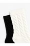 Cotton 2-Piece Knitted Textured Sock Set - 3