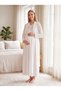 New Season Ecru Winter Jacquard Full Length Breastfeeding Compatible Design Long Sleeve Maternity Nightgown Set - 2