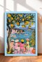 Four Friends under the Lemon Tree Framed Painting Italy Poster Living Room Kitchen Wall Decor Itn079