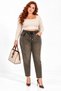 Plus Size Women's Stone Embellished High Elastic Waist Lace-Up Pocket Denim Look Pants