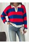 Polo Collar Wide Striped Knit Sweater Aw26Kz00098 - 2