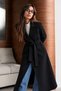 Women's Stylish Cut-Waist Long Black Coat - 2