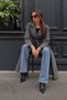 Women's Belted Double-Breasted Collar Long Cashmere Smoked Coat - 4
