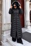 Beli Belted Hooded Long Inflatable Coat Tsd260368 Black - 4