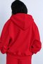 Fleece Inside Oversize Cut Hooded Zippered Red Tracksuit Set - 2