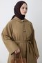 Hooded Belted Camel Trench Coat - 2