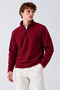 Men's Burgundy Half-Zip Comfortable Fleece - 6