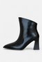 Black Patent Leather Women's Pointed Toe Thick Heeled Women's Boots - 3