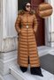 Beli Belted Hooded Long Puffer Coat Tsd260368 Brown - 2