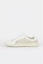 White Mesh Leather Women's Flat Shoes - 4