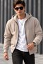 Men's Winter Regular Cut Thick 3-Yarn Hooded Zippered Sweatshirt Jacket with Fleece Inside