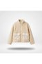Children's Ecru Plush Jacket with Stand Collar, Zipper Closure, Flap Pockets, Teddy Coat - 3