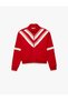 Stripe Detailed Stand Collar Full Zipper Sweatshirt, Comfortable Fit, Long Sleeves - 5