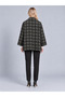 Women's Anthracite Houndstooth Patterned Single Pocket Asymmetrical Velvet Jacket - 4