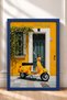 Yellow Facade in Front of Classic Scooter Framed Painting Italy Poster Living Room Kitchen Wall Decor Itn081 - 3