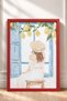 I Love Italy Woman in Hat and Lemons Framed Painting Italy Poster Wall Decor Itn064 - 3