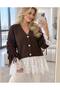 Lace Detail Sleeve Gathered Knitwear Cardigan