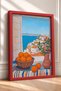 Coastal Town and Oranges from the Window Framed Painting Italy Poster Wall Decor Itn062 - 2