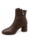 2743 Genuine Leather Zippered Round Toe Boots - 2