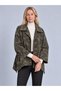 Women's Khaki Camouflage Patterned Single-Pocket Asymmetrical Jacket - 2