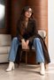 Women's Stylish Cut-Waist Long Brown Coat - 4