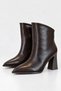 Brown Patent Leather Women's Pointed Toe Thick Heeled Women's Boots
