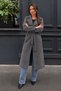 Women's Belted Double-Breasted Collar Long Cashmere Smoked Coat - 5