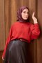 Twill Silk Scarf Geometric Pattern Claret Red - 4