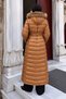 Beli Belted Hooded Long Puffer Coat Tsd260368 Brown - 6