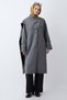 Gray Cashmere Coat with Buttoned Scarf Detail - 3