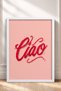 Red Ciao Writing on Pink Background Framed Painting Italy Poster Living Room Kitchen Wall Decor Itn084 - 3