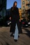 Women's Shawl Collar Belted Long Cashmere Black Coat - 3