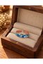 Blue Abstract Floral Pattern Adjustable Handcrafted Copper Ring - 4