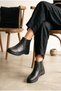 Women's Genuine Leather Zippered Flexible Elastic Comfort Casual Boots