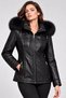 Black Melisa Hooded Genuine Leather Coat - 2